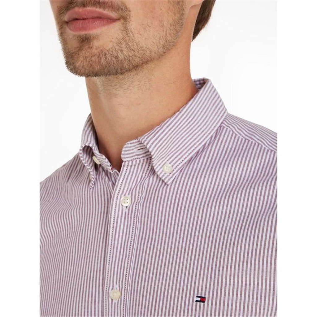 Tommy Hilfiger Core 1985 Flex Oxford Stripe Shirt - Red